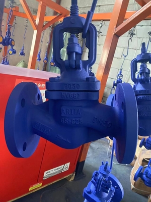 DIN GS-C25 Βαλβίδα σφαίρας χυτοσίδηρου (WJ41H) DIN Standard GS-C25 Φλάνζα από ανθρακικό χάλυβα RF Bellows Seal Globe Valve